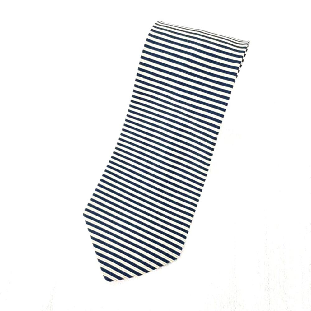 Pierre Balmain Navy White Pin Stripe Classic Wide Width Retro Silk Tie